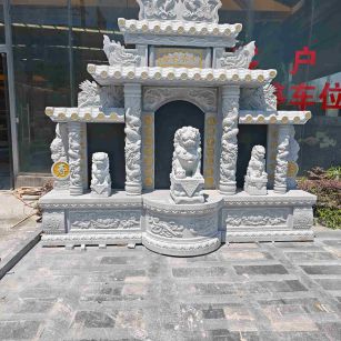 汕头芝麻白中国黑石材套墓 花岗岩墓碑